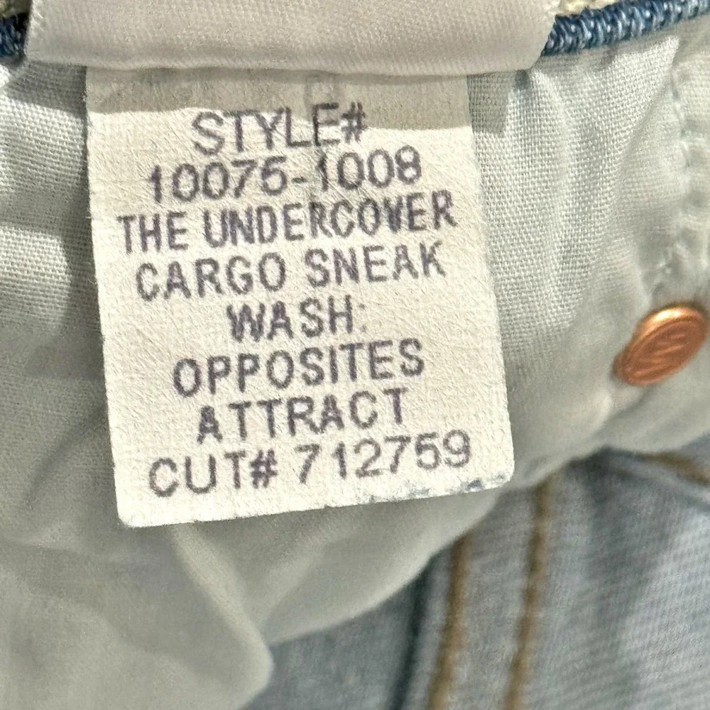 Mother The Undercover Cargo Sneak Jeans Opposites Attract Blue Size 28 NWT